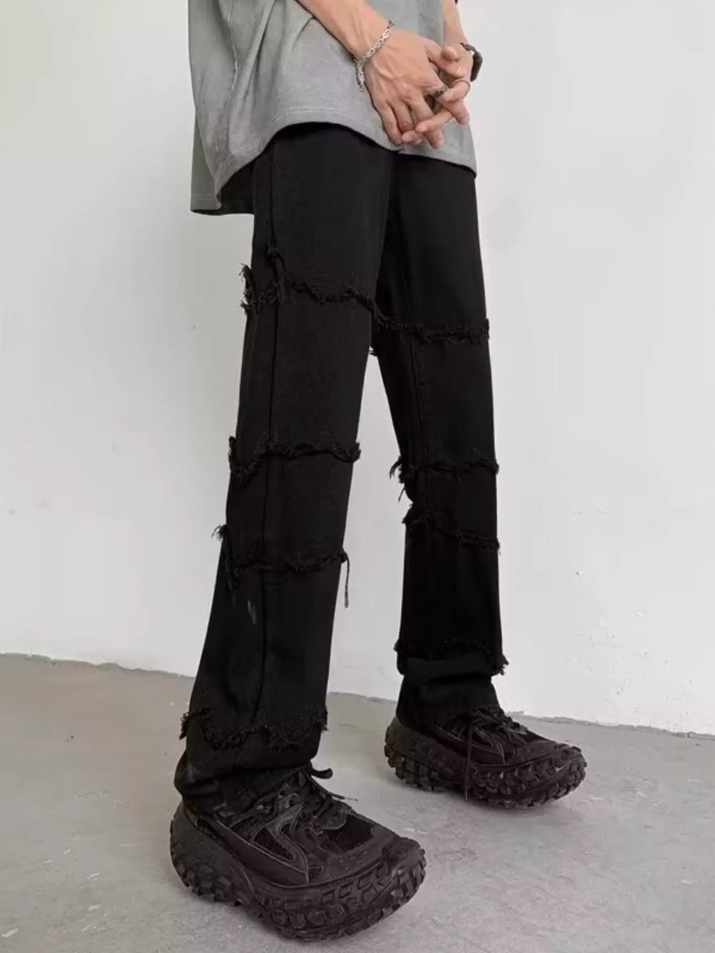Men's Full Size Raw Hem Jeans Plus Size