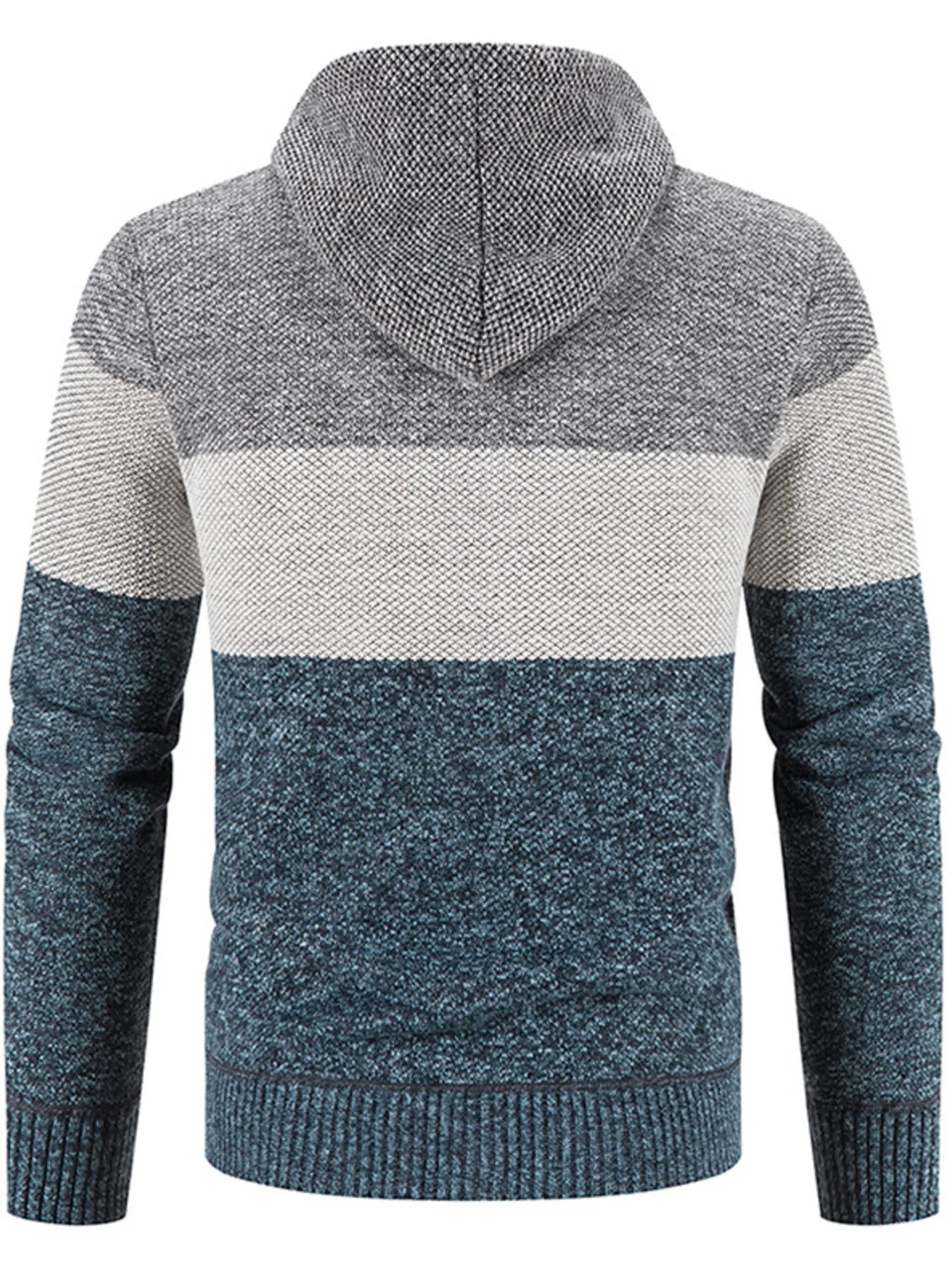 Men's Plus Size Drawstring Color Block Zip Up Cardigan