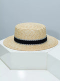 Straw Boater Hat with Decorative Band