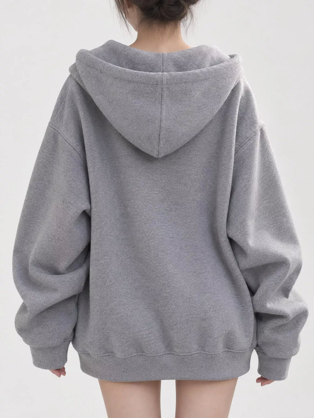 Full Size Zip-Up Dropped Shoulder Hoodie Plus Size
