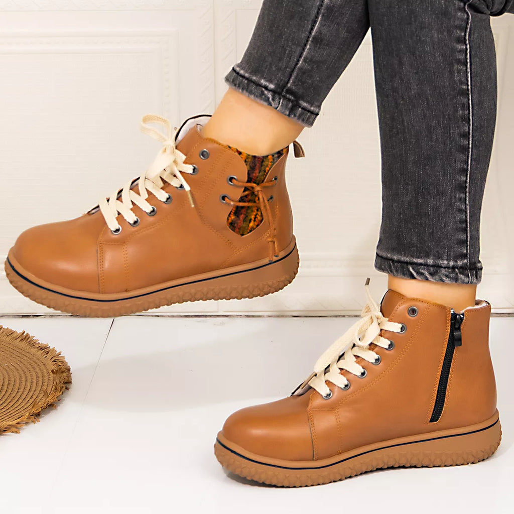 Lace-Up Ankle Boots with Zipper Detail