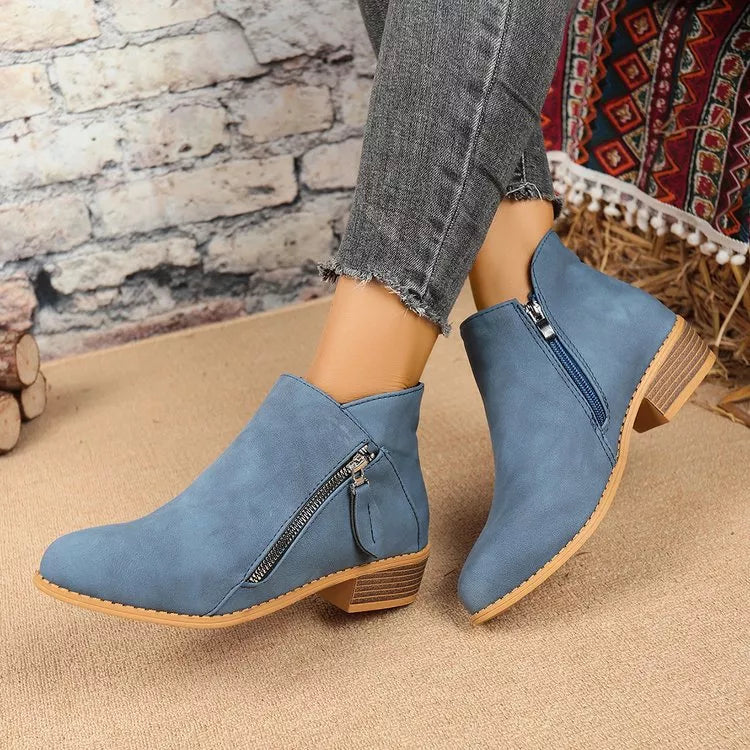 Point Toe Block Heels Boots