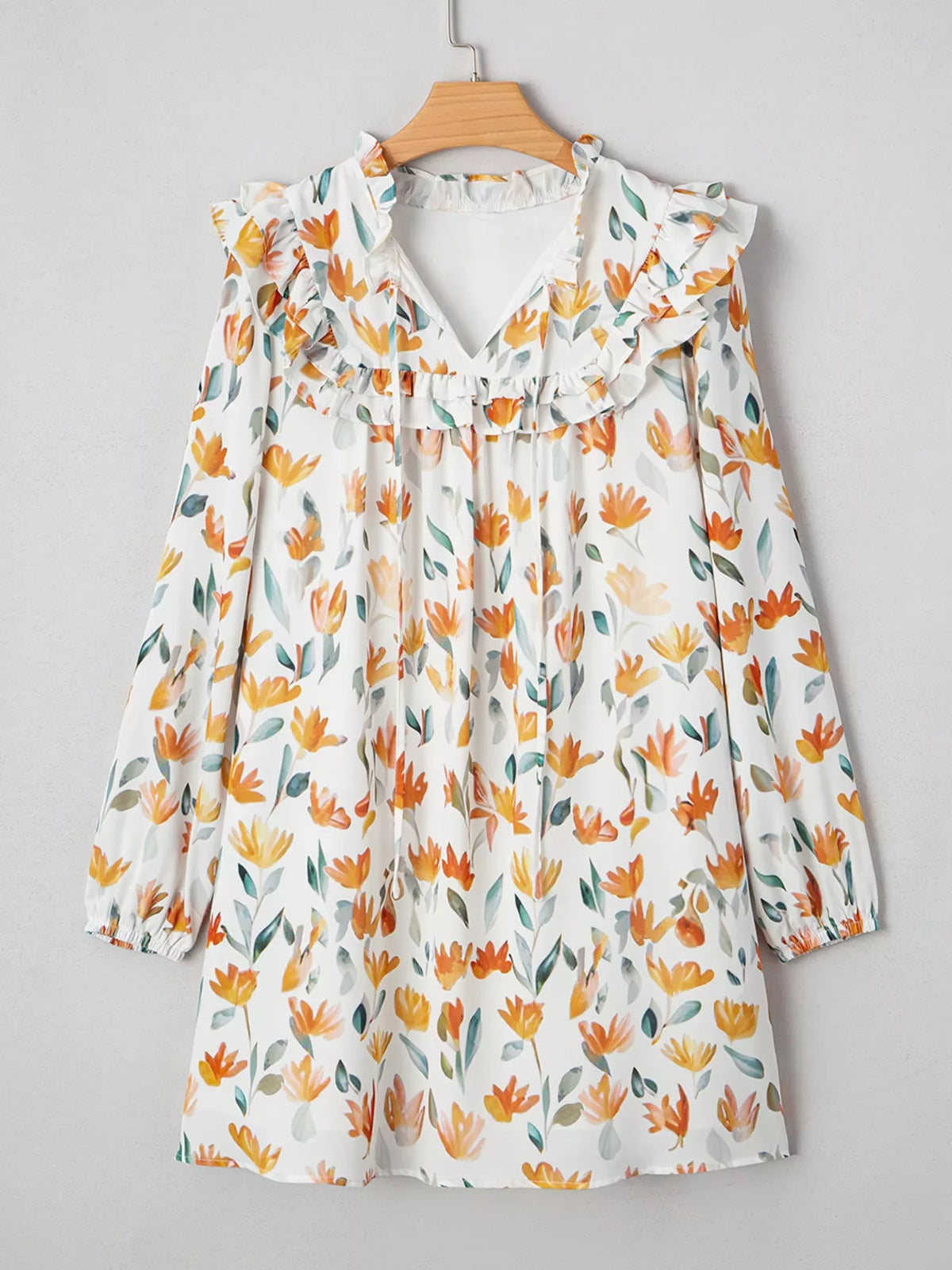 Bohemian Floral Print Ruffle Mini Dress