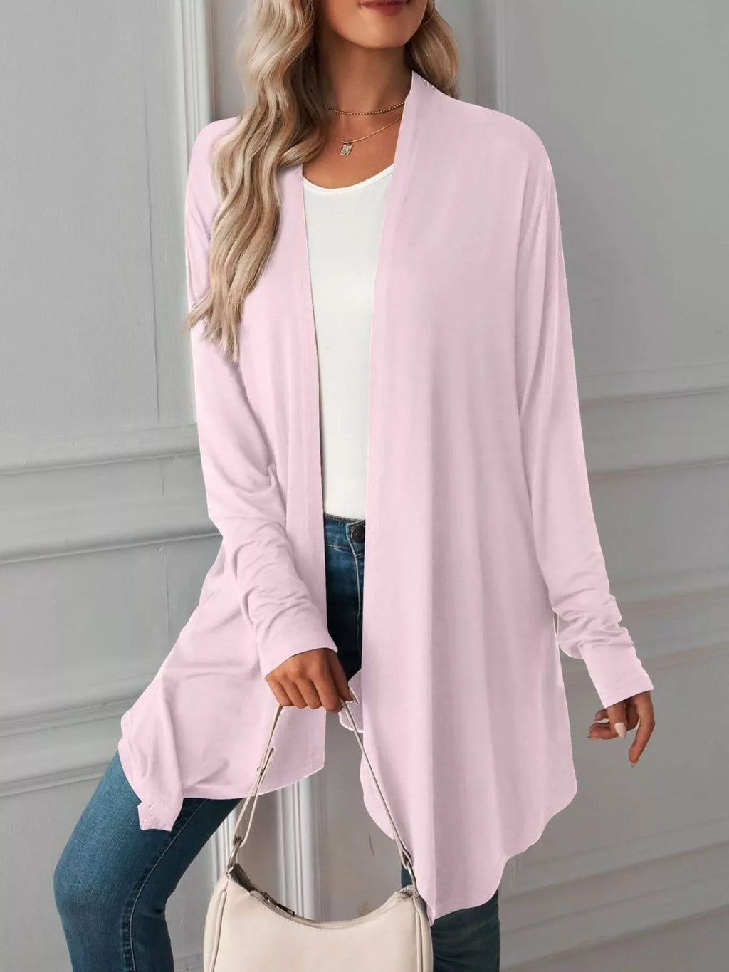 Lightweight Open Front Cardigan