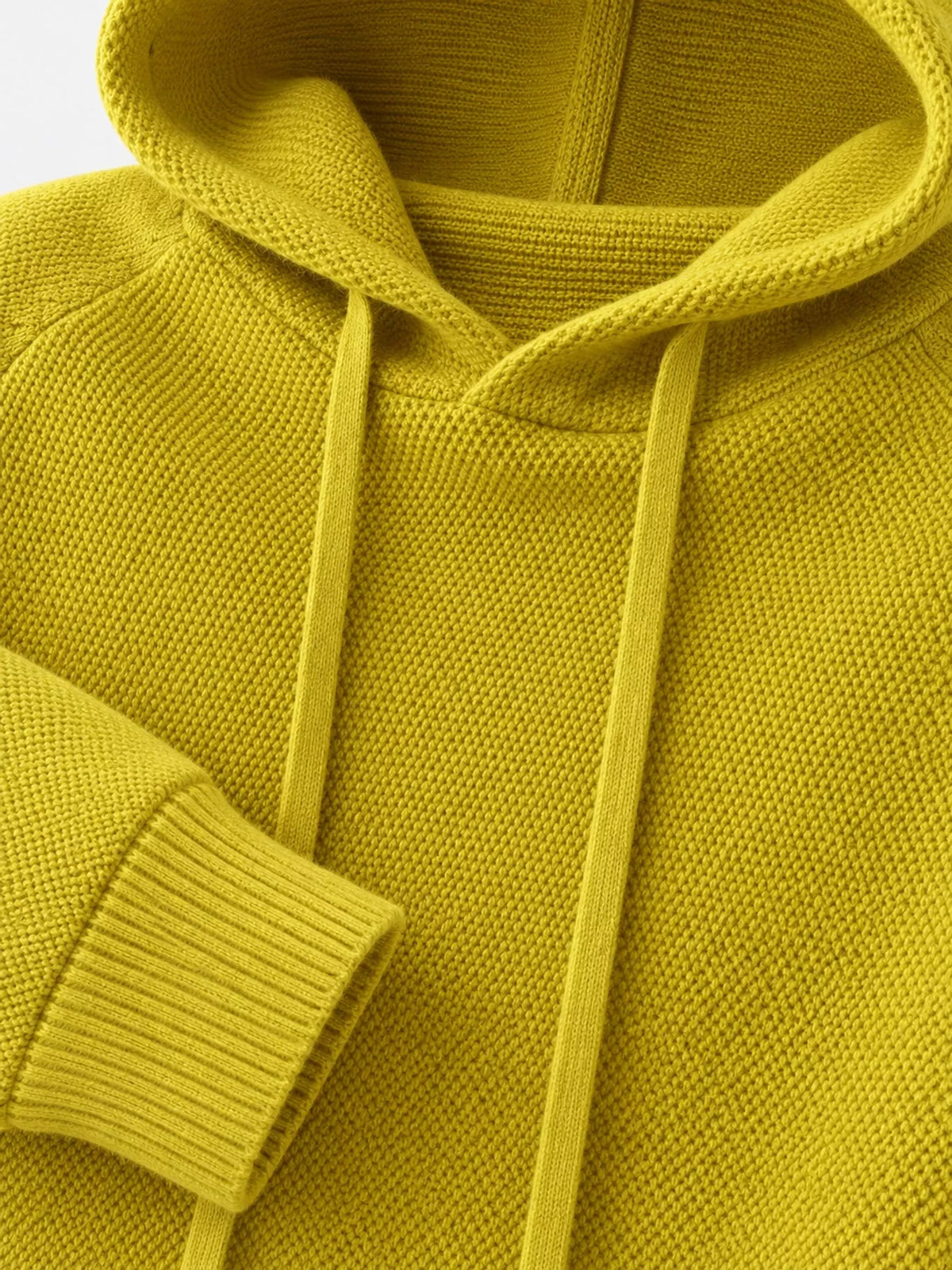 Drawstring Long Sleeve Hooded Knit Sweater