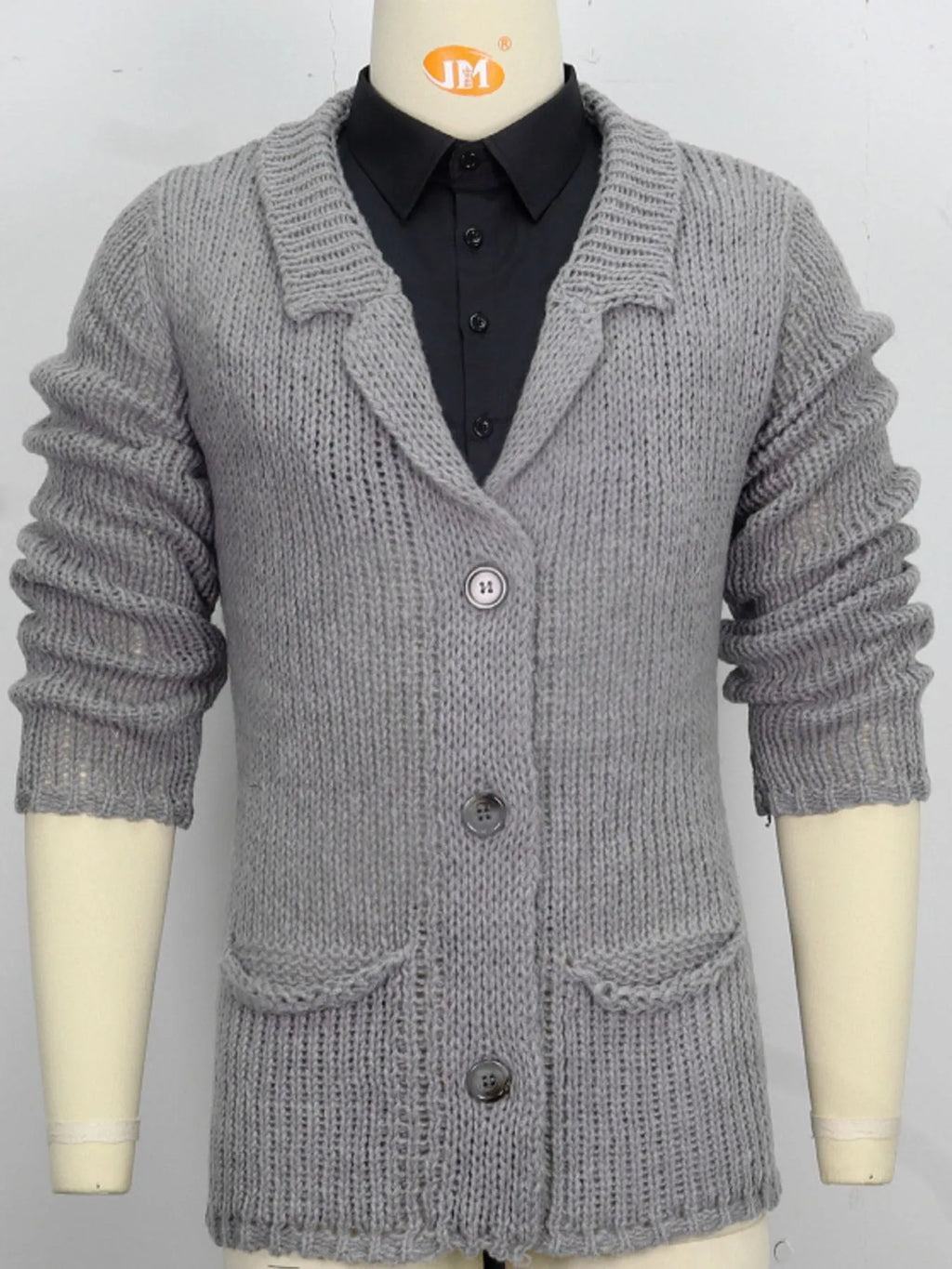 Men's Plus Size Button Up Long Sleeve Cardigan