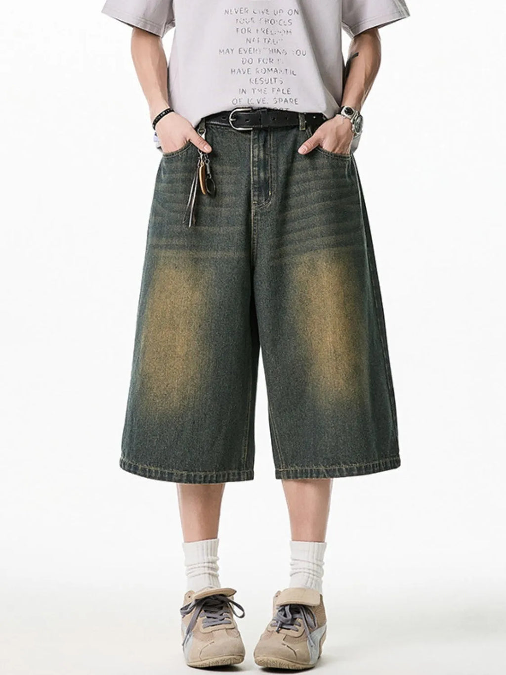 Men's Plus Size Pocketed Denim Shorts