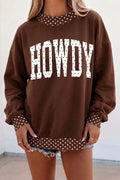 'HOWDY' Graphic Polka Dot Trim Sweatshirt