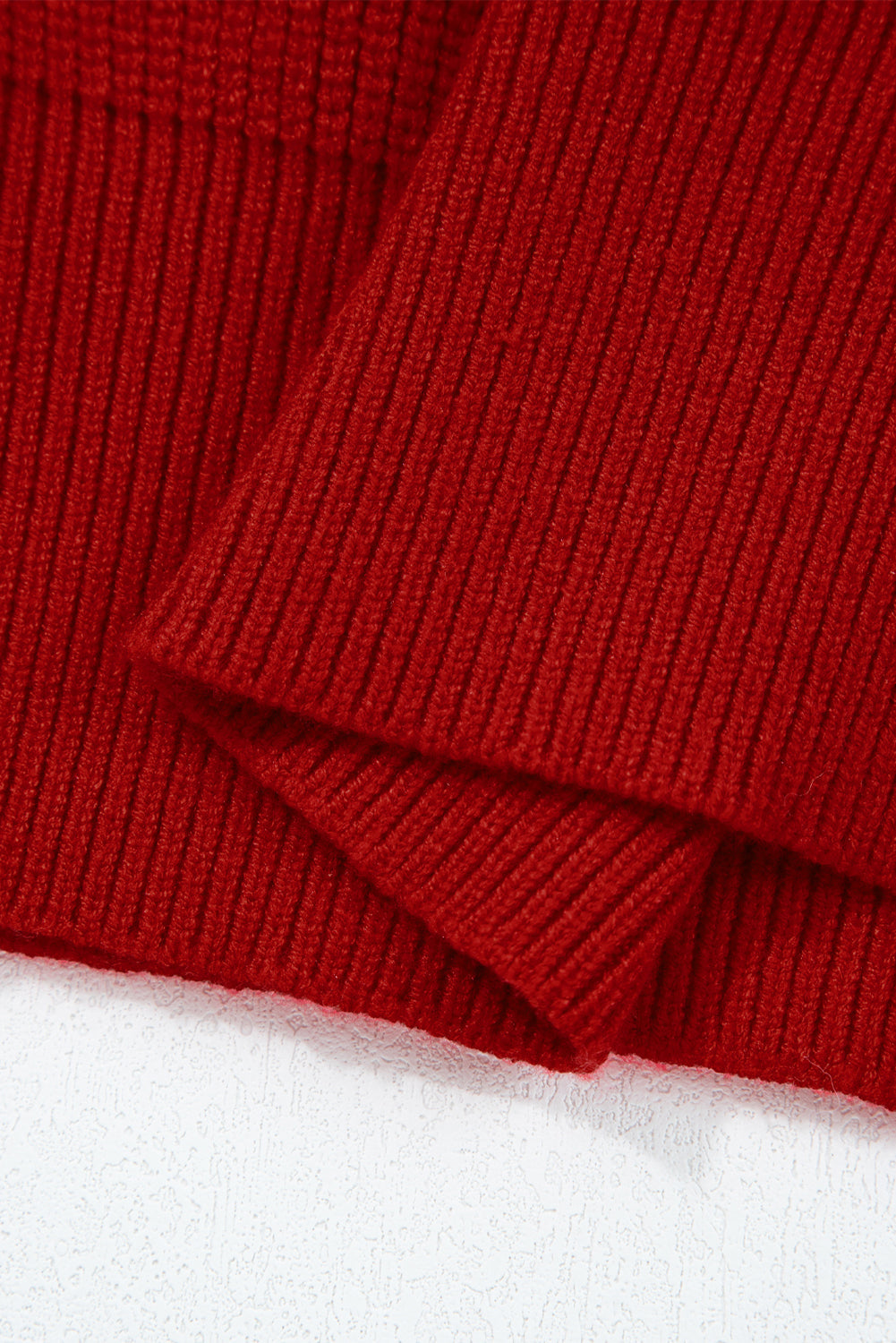Racing Red Lantern Sleeve V Neck Knot Back Sweater