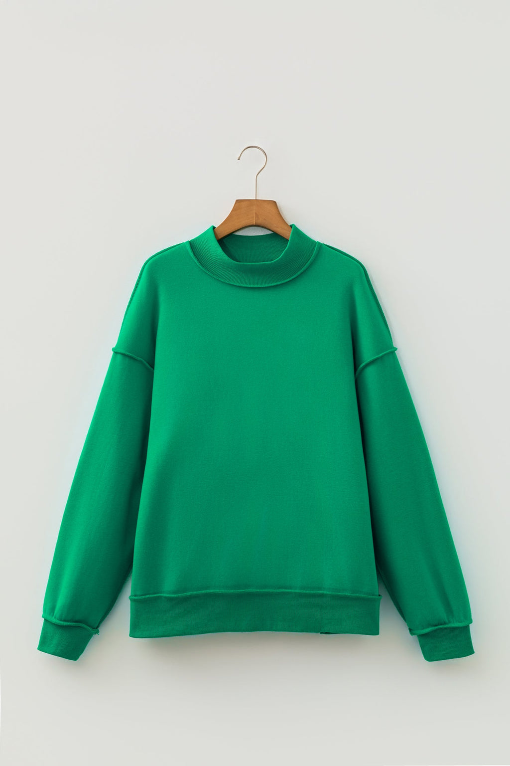 Light Pink Oversize Drop Shoulder Reversible Mock Neck Sweatshirt