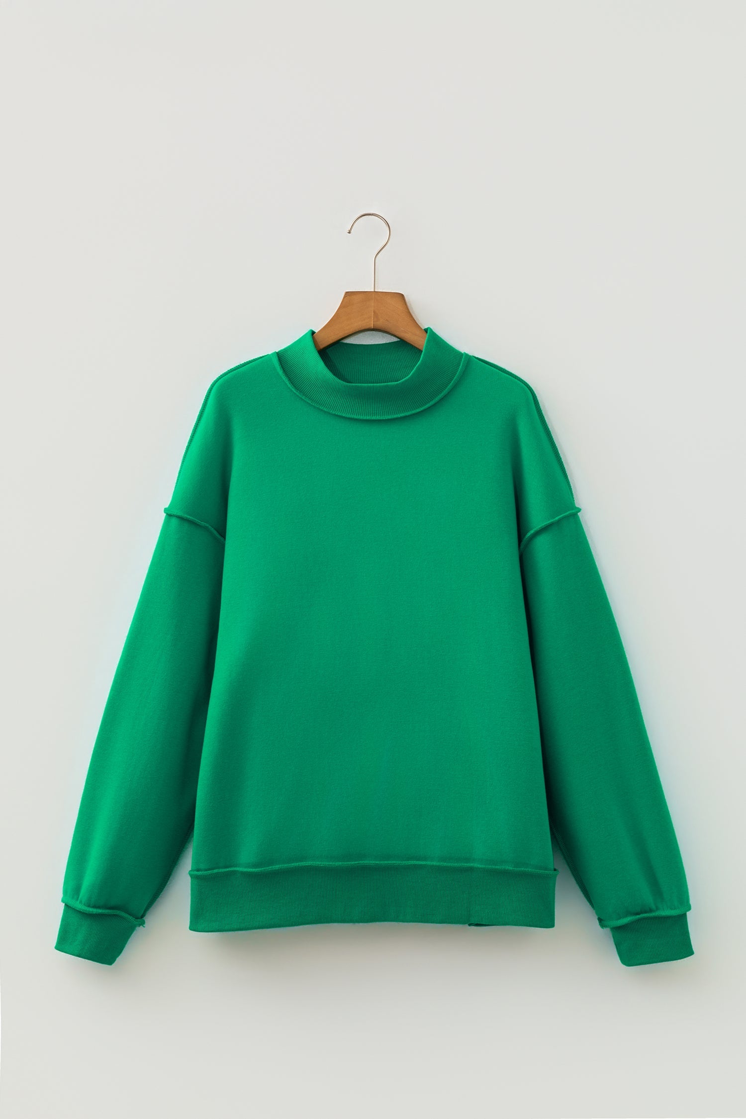 Light Pink Oversize Drop Shoulder Reversible Mock Neck Sweatshirt