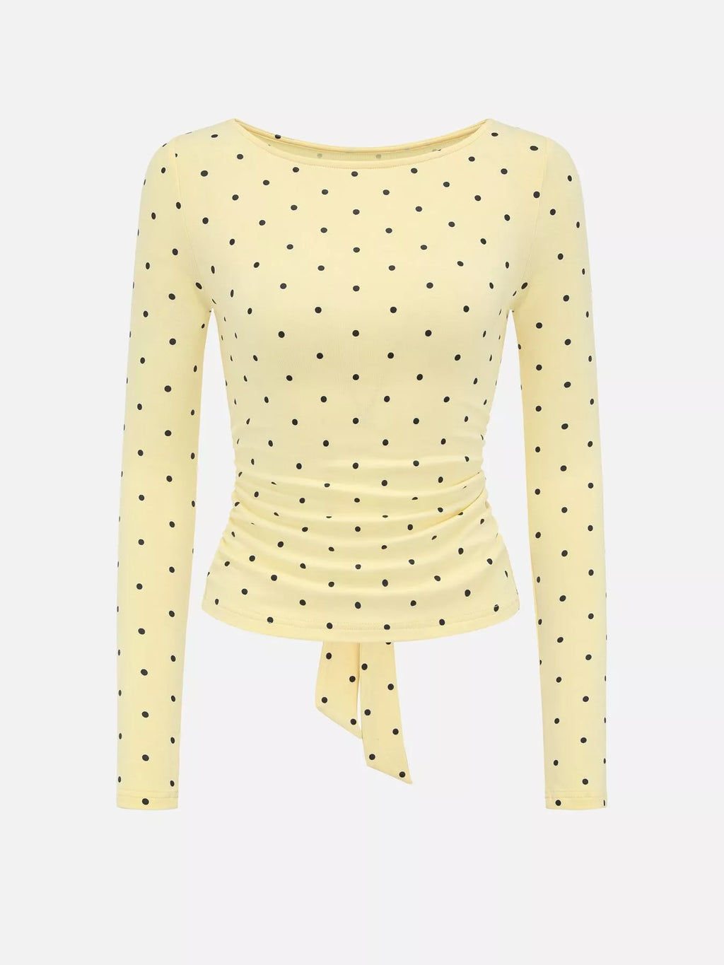 Long Sleeve Polka Dot Tie Back T-Shirt