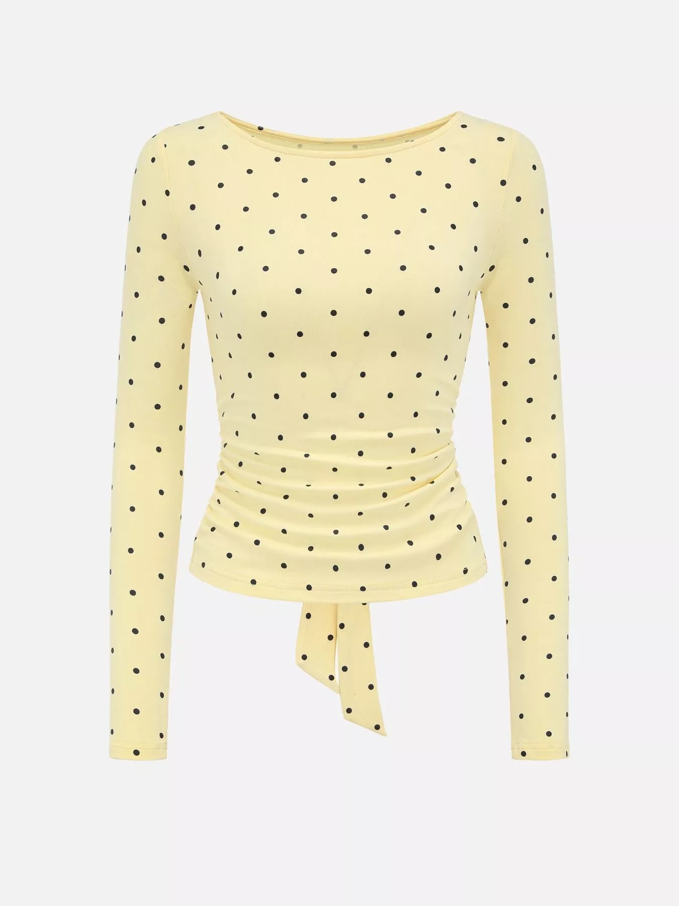 Long Sleeve Polka Dot Tie Back T-Shirt
