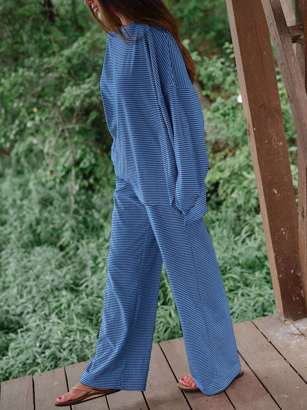 Striped Long Sleeve Top and Pants Set