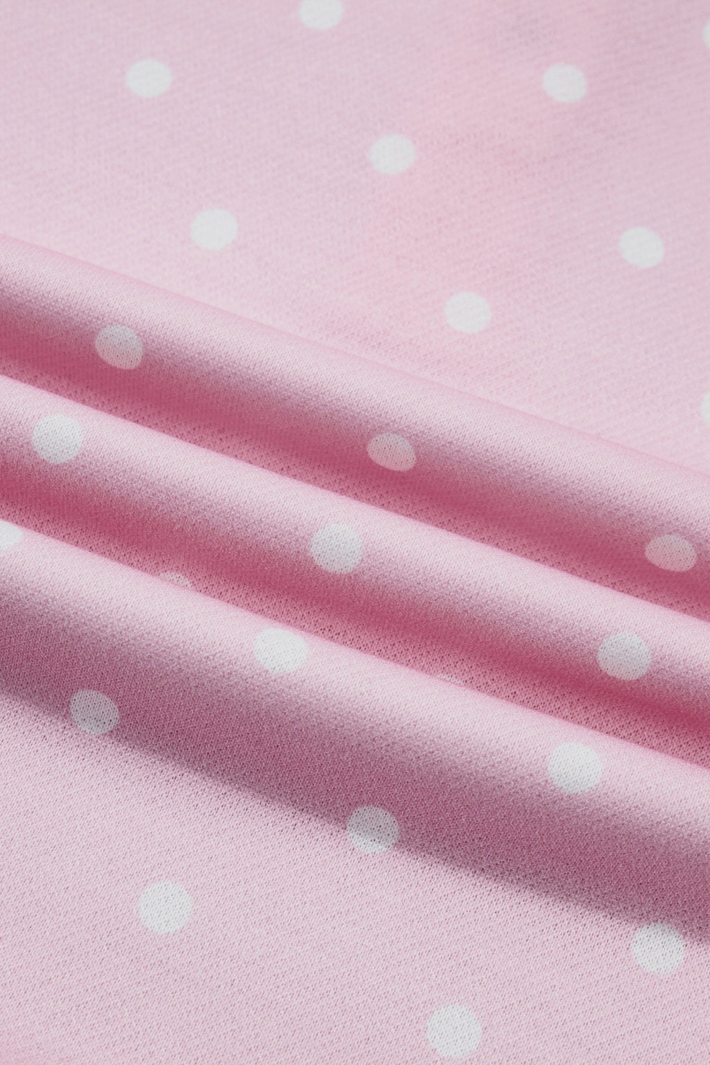 Pink Polka Dot Print Metal Button Collar Casual Pullover Sweatshirt