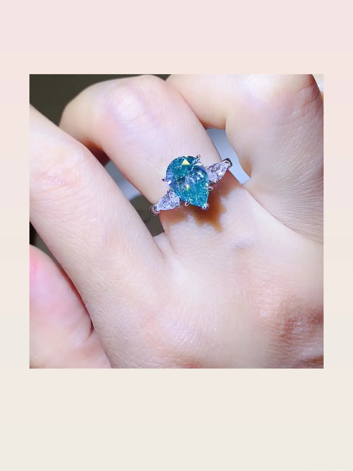 2 Carat Moissanite Sterling Silver Pear Shape Ring