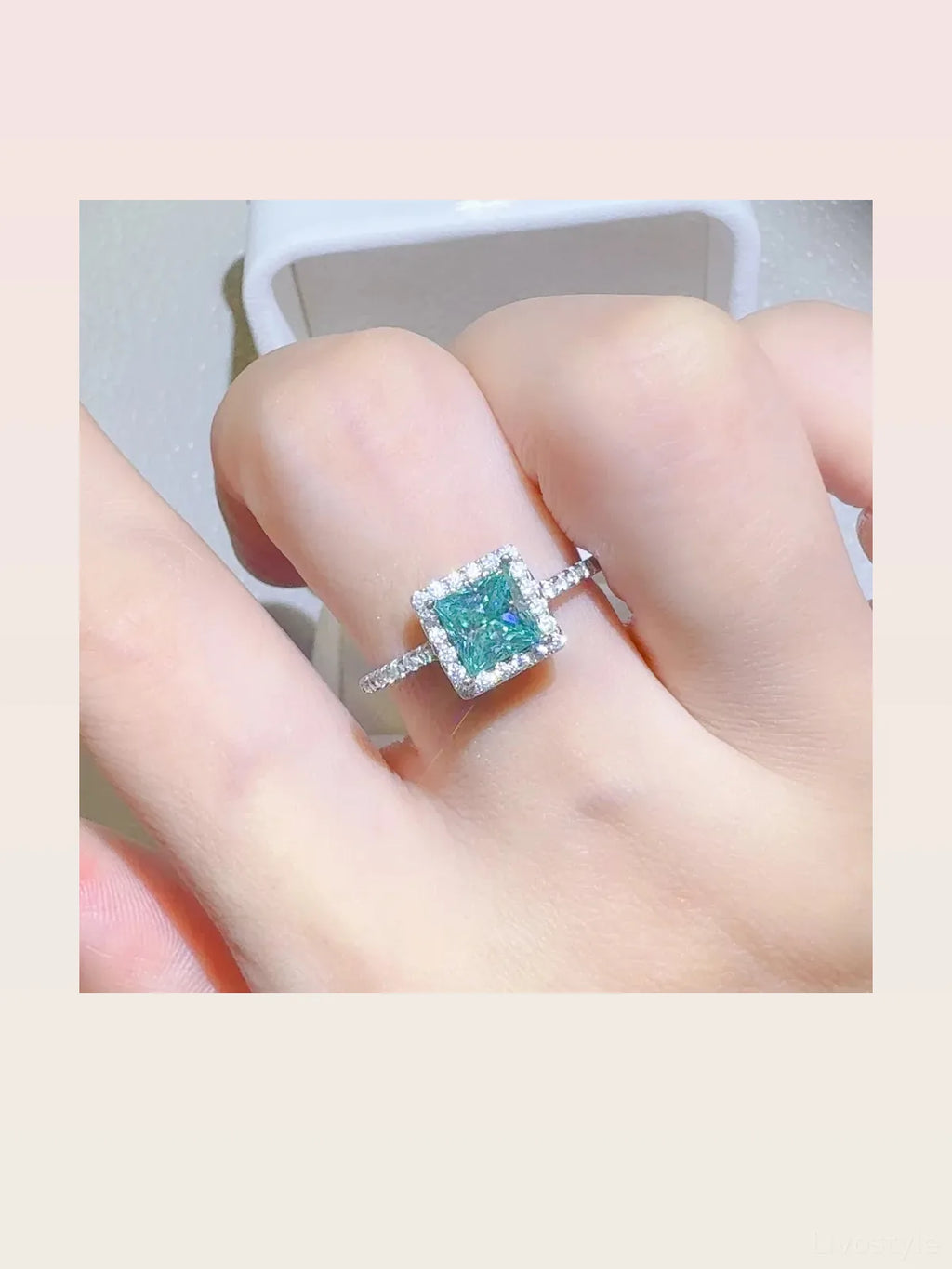 2 Carat Moissanite Sterling Silver Square Shape Ring