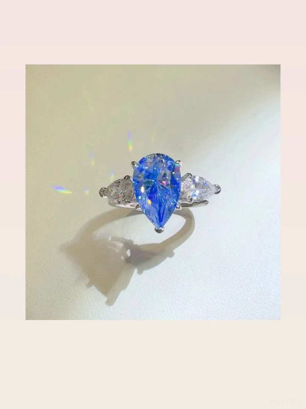 2 Carat Moissanite Sterling Silver Three Stone Teardrop Ring
