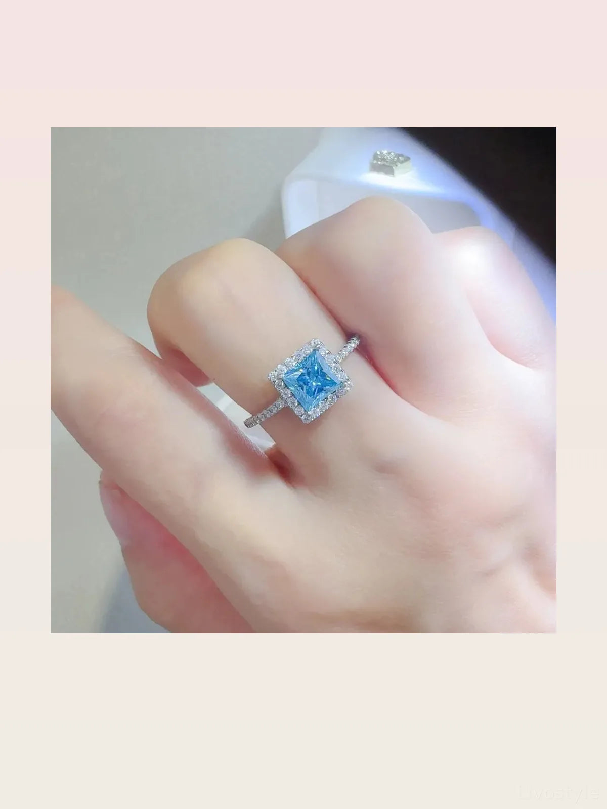 2 Carat Moissanite Sterling Silver Square Cut Ring