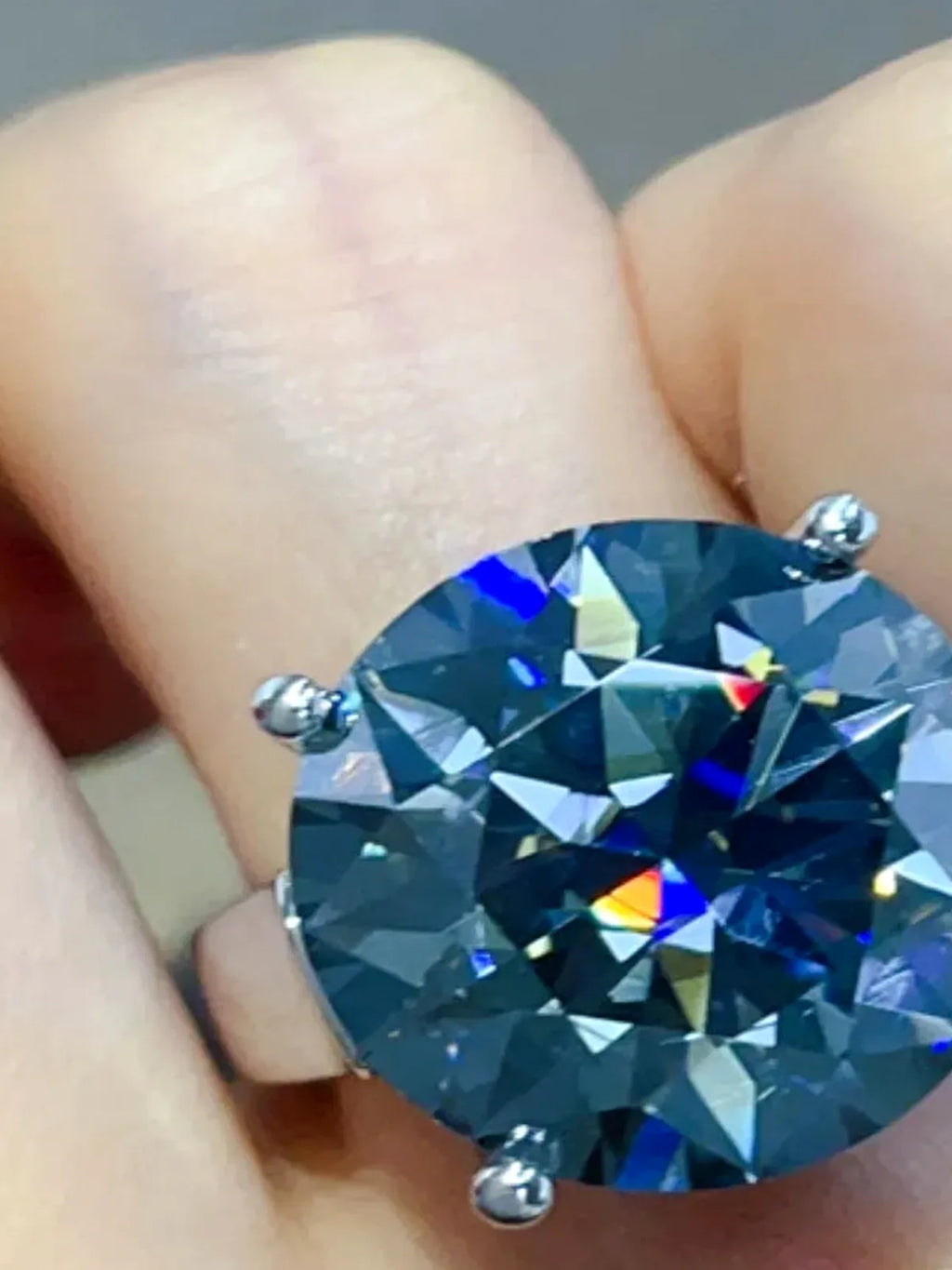 20 Carat Moissanite Sterling Silver Round-Cut Statement Ring