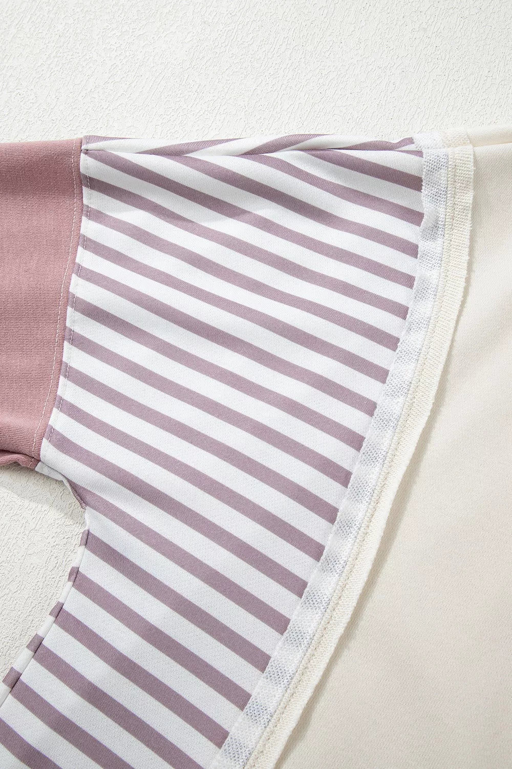 Color-Block Striped Crew Neck Sweatshirt