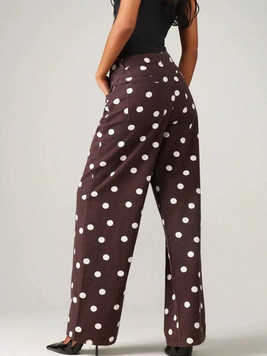 Polka Dot Wide-Leg Jeans
