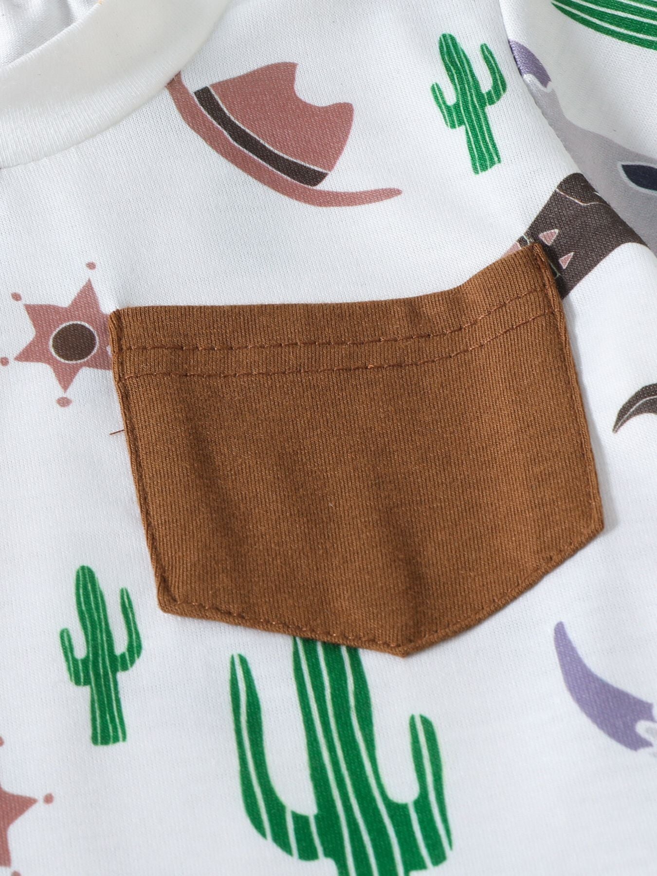 Children's Cactus Cowboy Print Pocket Tee & Shorts Set
