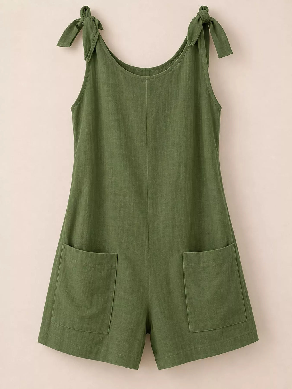 Full Size Tie-Shoulder Romper with Pockets Plus Size