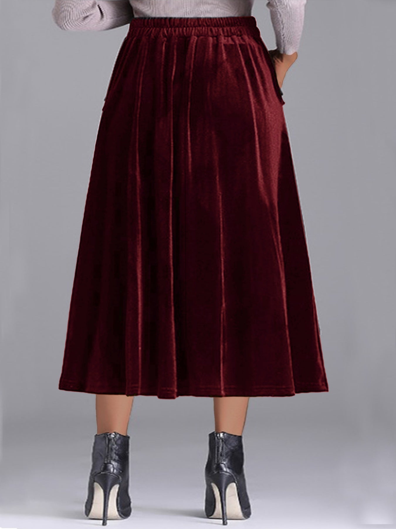 Elegant Velvet A-Line Midi Skirt