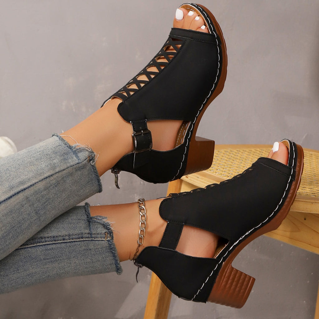 Open Toe Block Heels Sandals