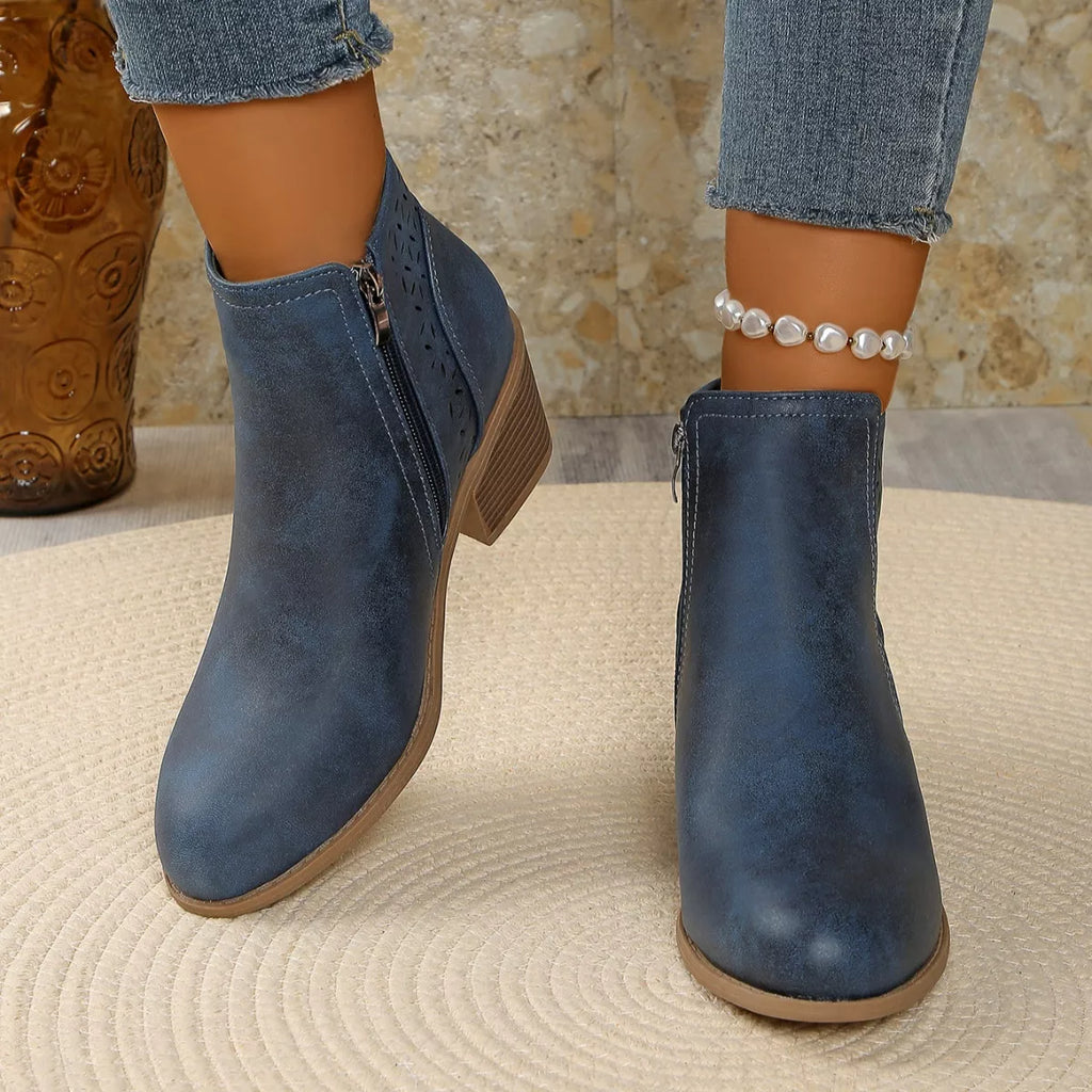 Point Toe Block Heels Boots