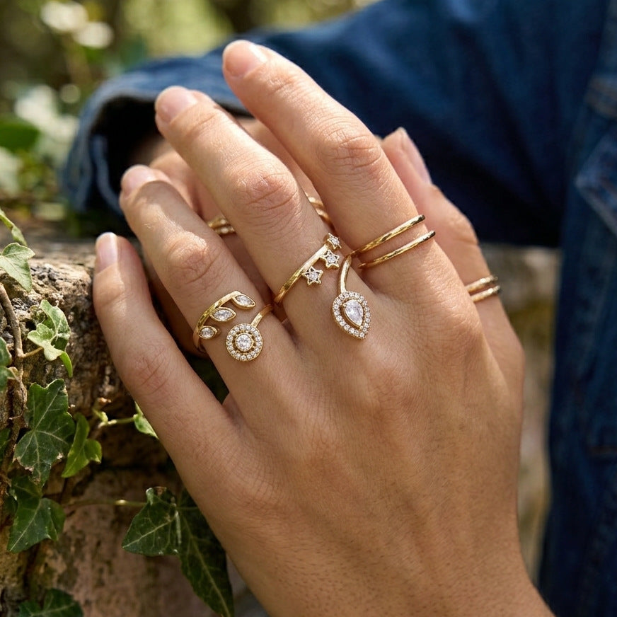 Star and Pear Zircon Ring Collection