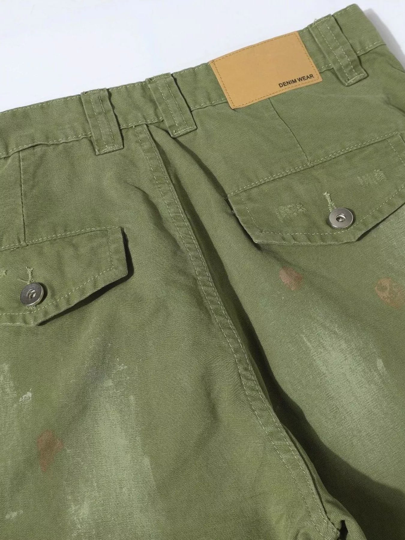 Men's Distressed Cargo Pants with Paint Splatter
