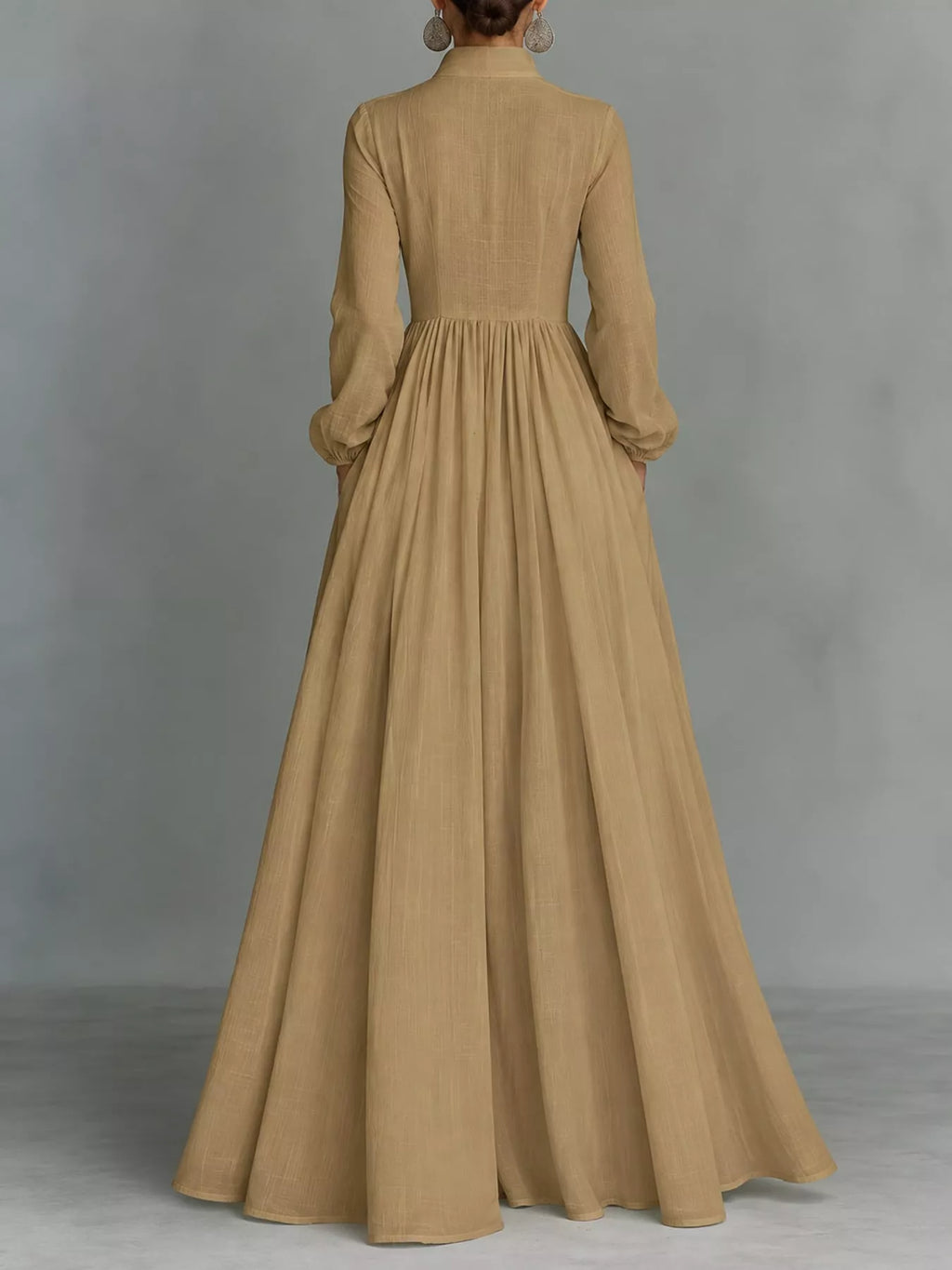 Full Size Long-Sleeve Button Front Maxi Dress Plus Size