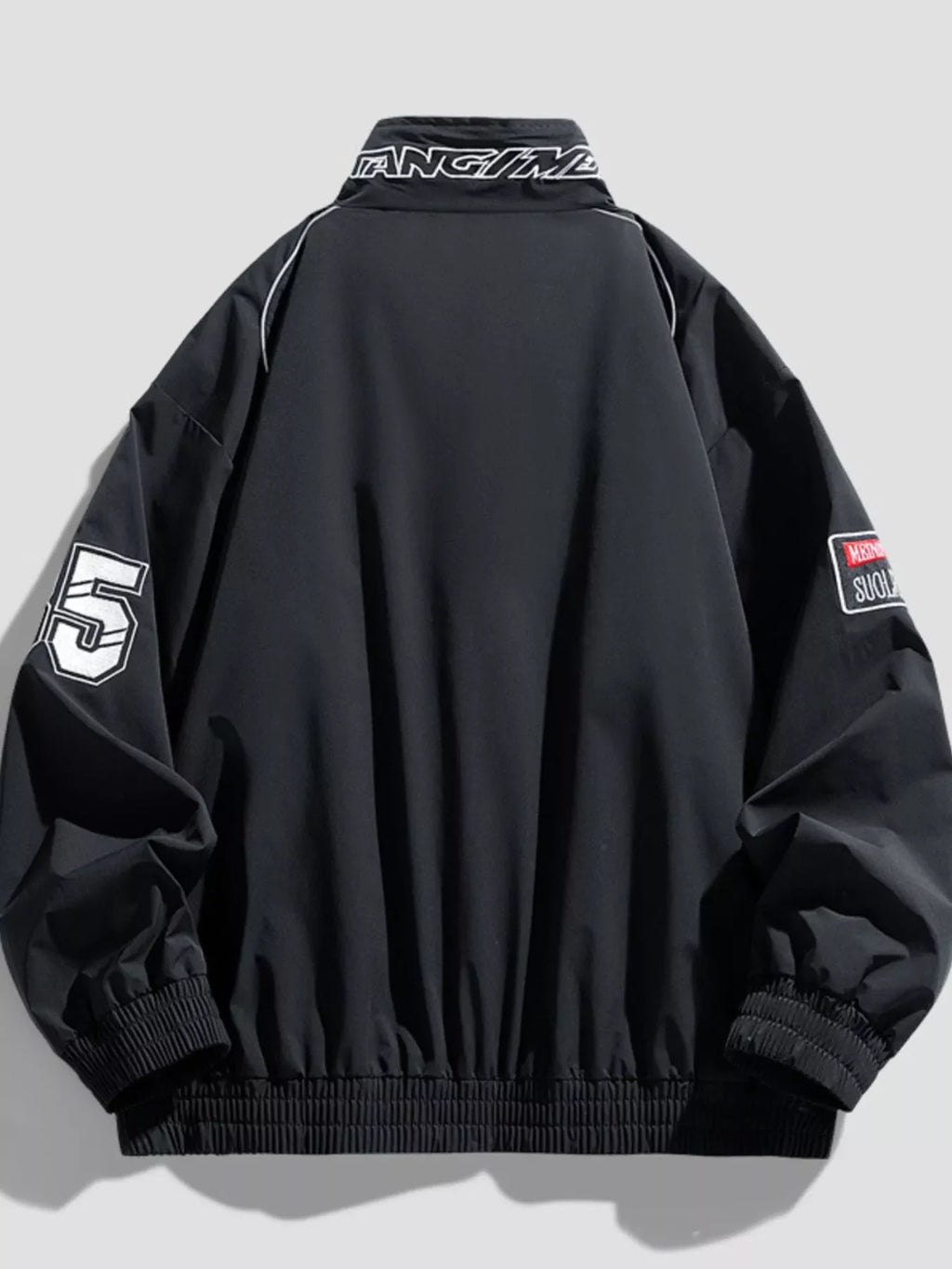 Men's Plus Size Racing-Inspired Zip Up Jacket