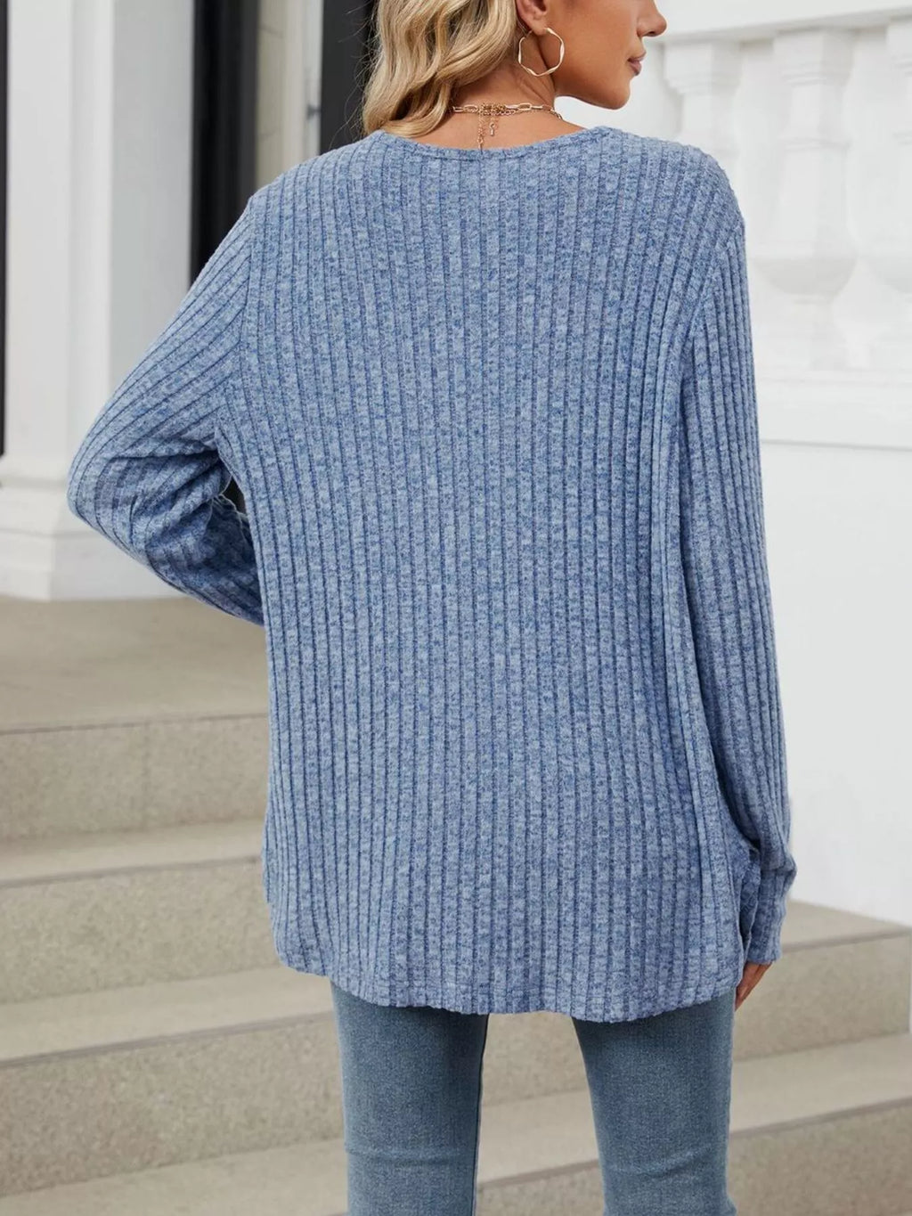 Ribbed Button-Up Cardigan