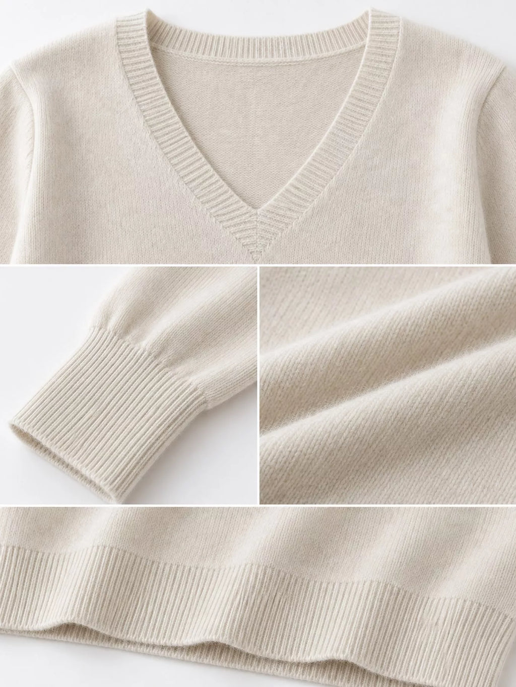 V-Neck Solid Color Sweater