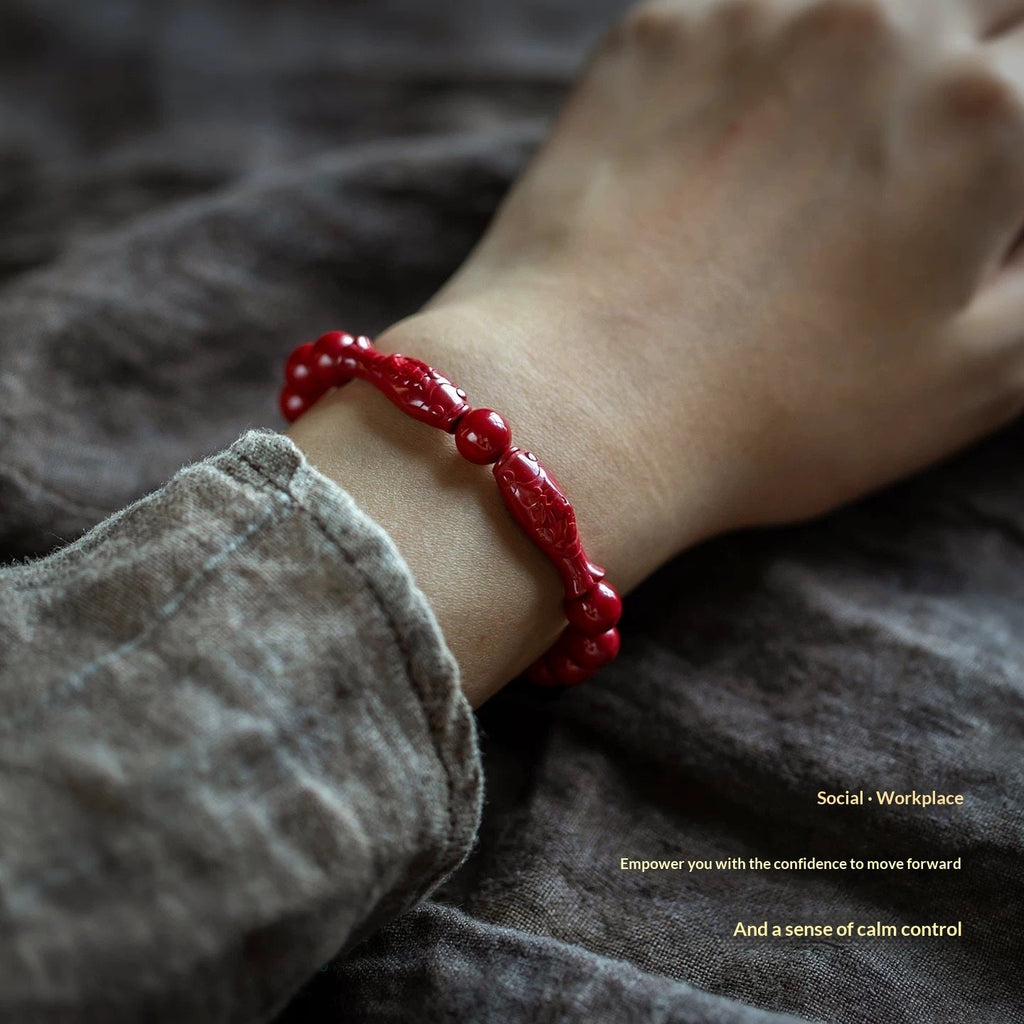 Cinnabar And Gold Sand Fortune-Bringing Bracelet