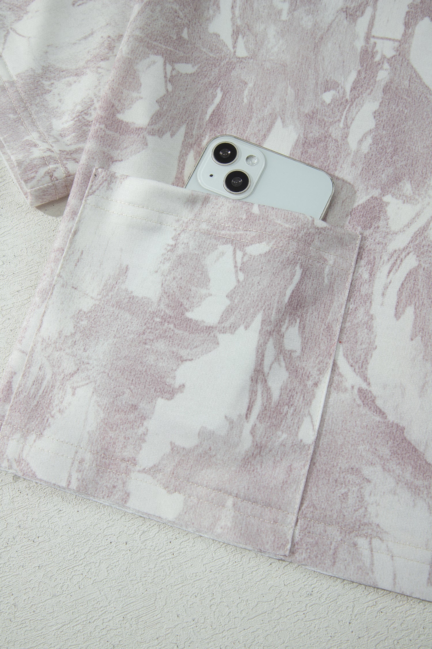 Gray Woodland Camo Print Raw Edge Cropped Top Skirt Set