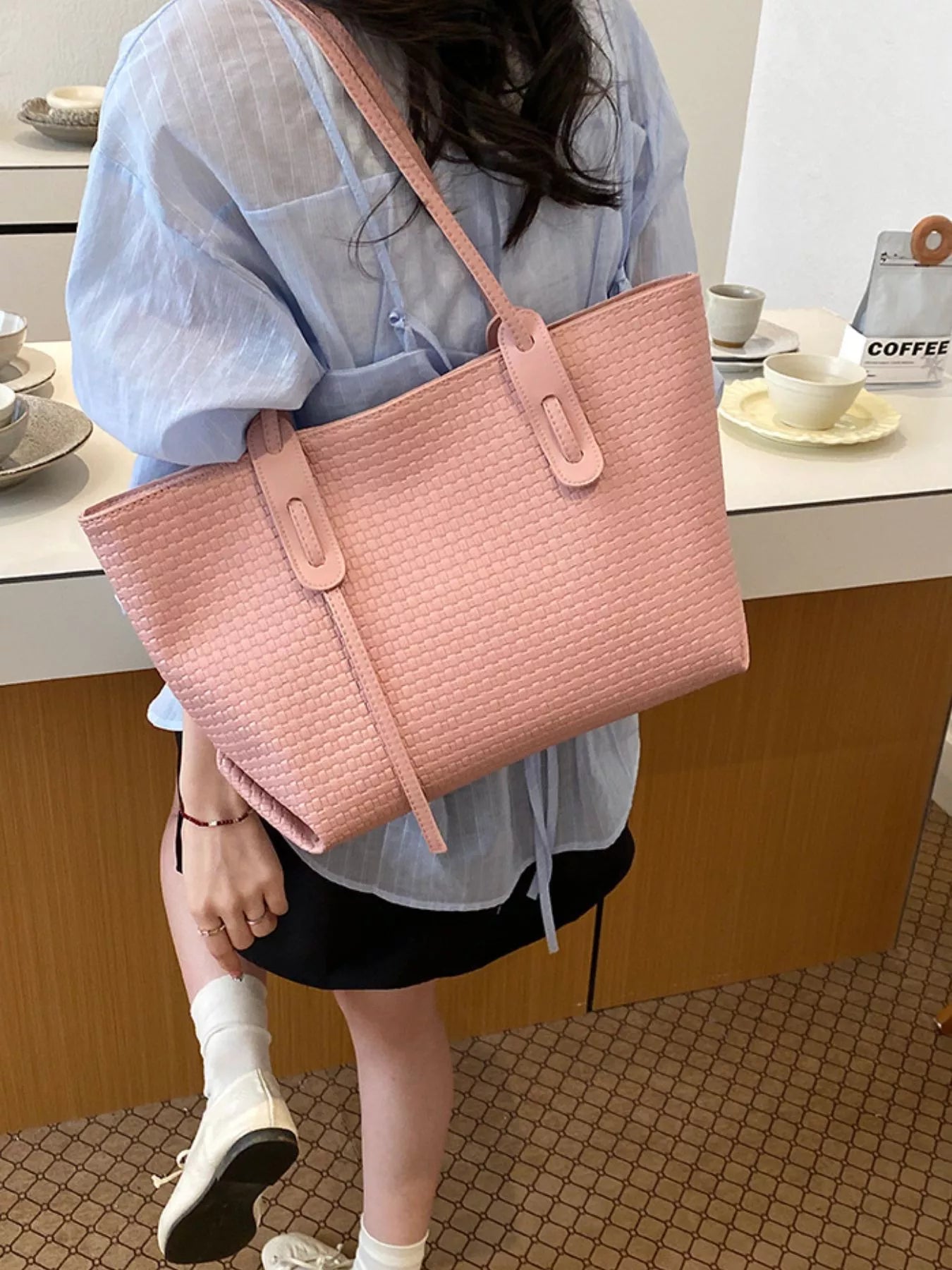 Leather Texture Tote Bag