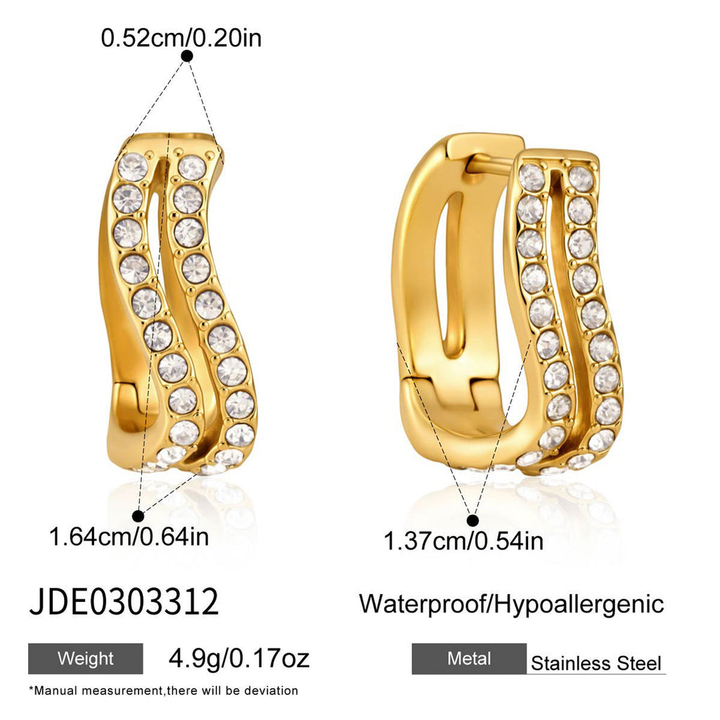 Double Row Zircon Hoop Earrings