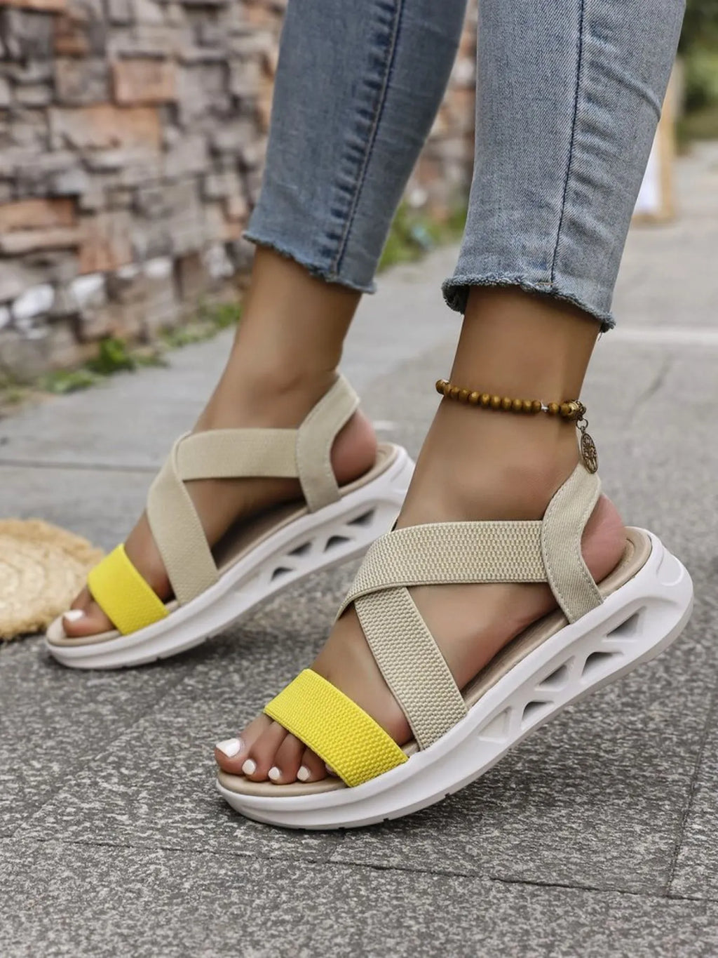 Crisscross Open Toe Platform Sandals