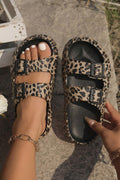 Bristol Black Retro Leopard Double Buckle Comfy EVA Slippers