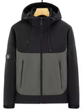 Men's Plus Size Hooded Color Block Windproof Jacket