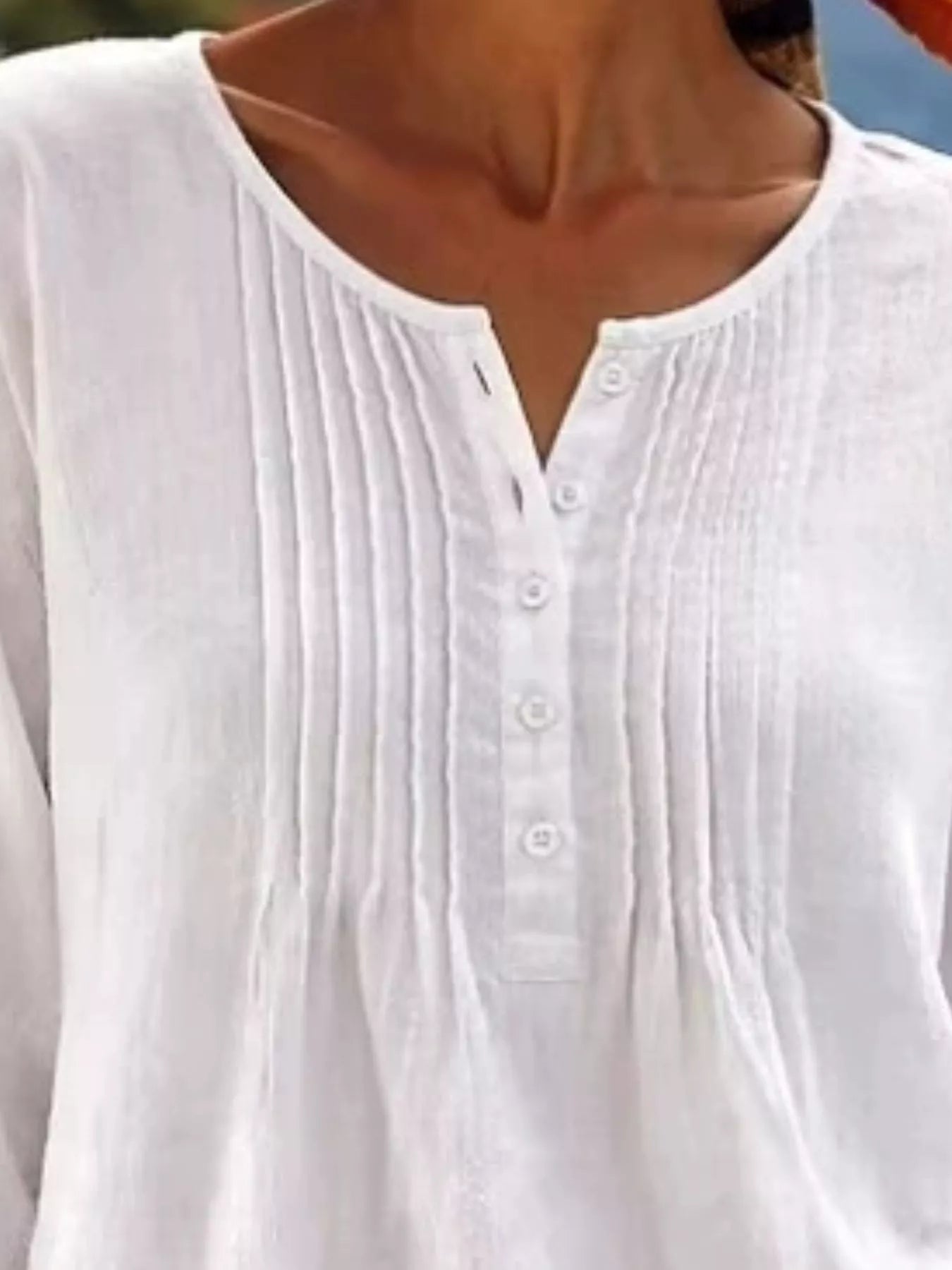 Casual Button Detail Long Sleeve Linen Shirt