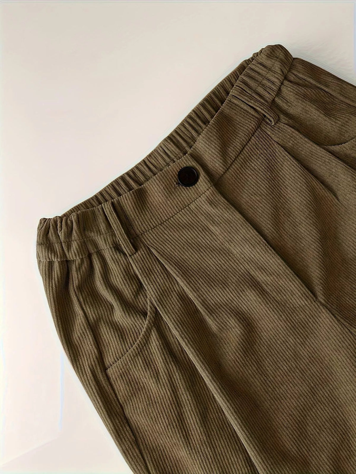 Textured Corduroy Straight-Leg Pants