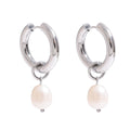 U-shaped earrings with pearl pendant design, fashionable and simple