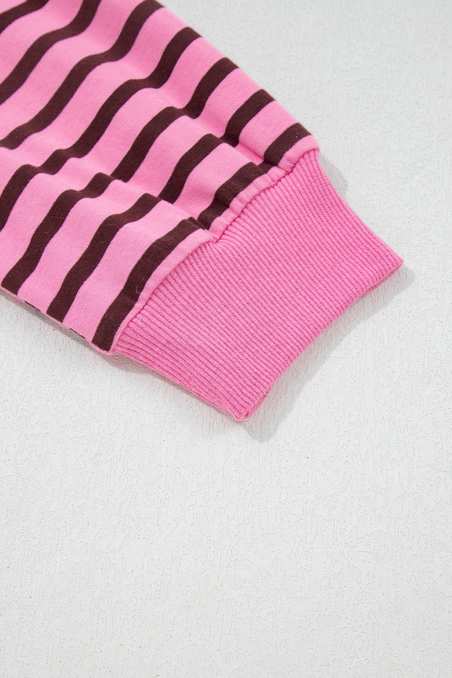 Pink Stripe V Neck Drop Shoulder Long Sleeve Top