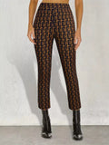Geometric Pattern Slim-Fit Cropped Pants