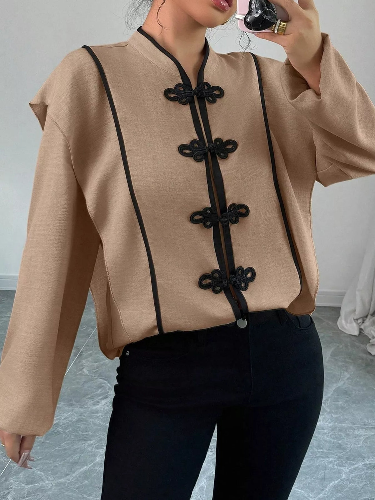 Chinese-Style Mandarin Collar Blouse